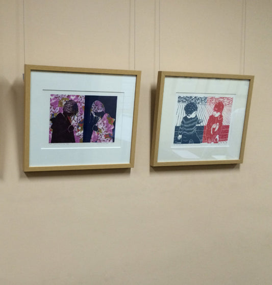 The Banana framed handmade lino print on wall