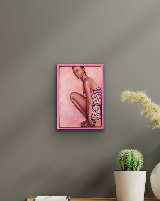 Ankle_Tap_mini-figurative-painting_hanging-dark-wall