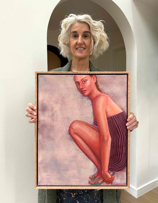 Artist_Leah_Mariani_with_Mauve_painting_Ankle_Tap