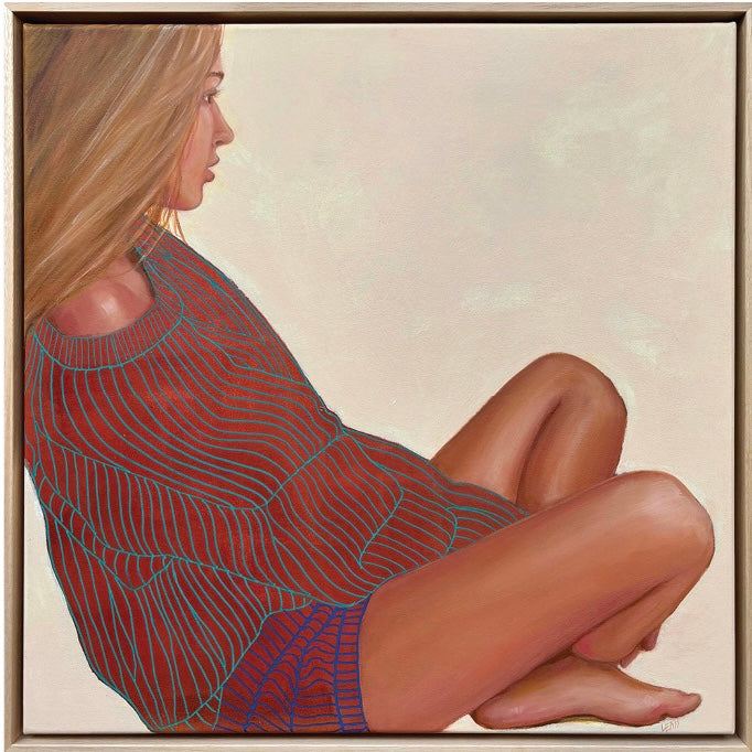 Cross Roads painting of woman sitting Leah Mariani