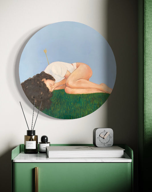 Cupid's Arrow round figuartive painting