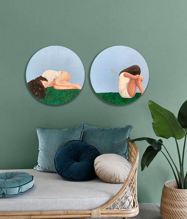 Cupid's Arrow feminist set of paintings by Leah Mariani