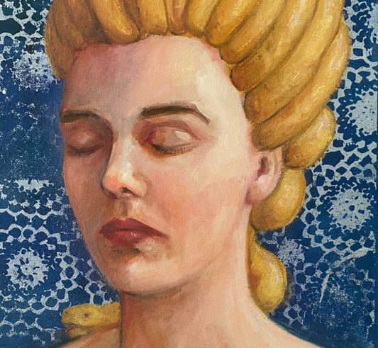 Golden Crown medusa oil painting detail