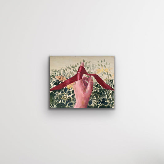 Hand of Fate #3 small hand painting on wood hanging