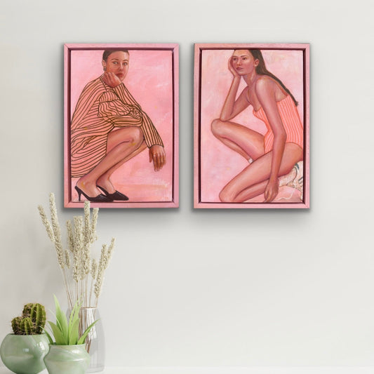 Keeping-Score_Half-Time_mini-pink-paintings_Leah-Mariani