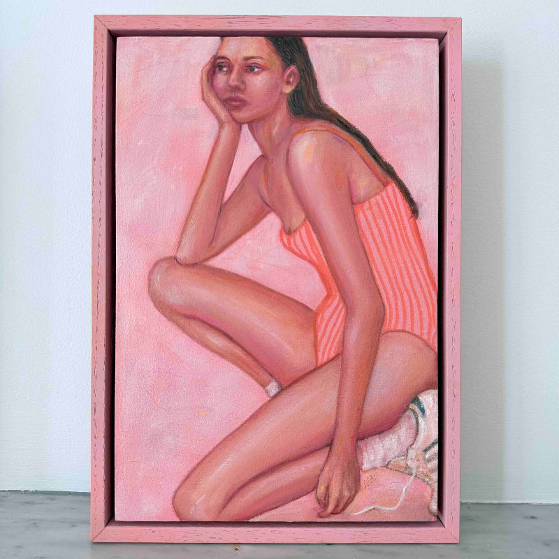 Keeping_Score_mini-painting_pink-frame_leah-Mariani