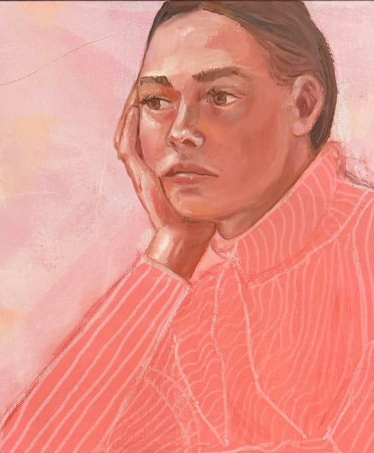 MARIANI-LEAH_StartingBlock_figurative-painting_pink-stripes_detail-face