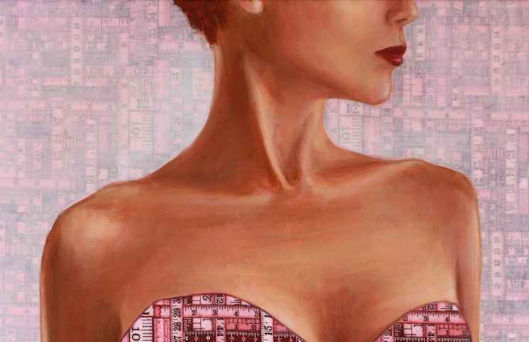 Made to Measure feminist painting detail red lips