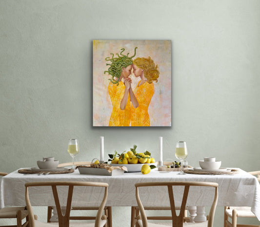 Medusa before Medusa figurative painting by artist Leah Mariani