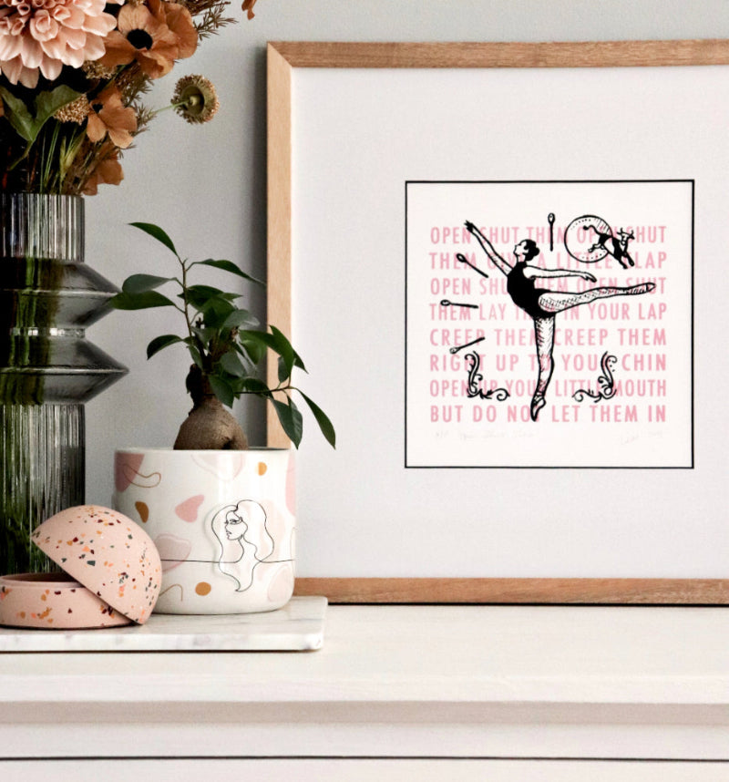 Open Shut Them ballet print styled