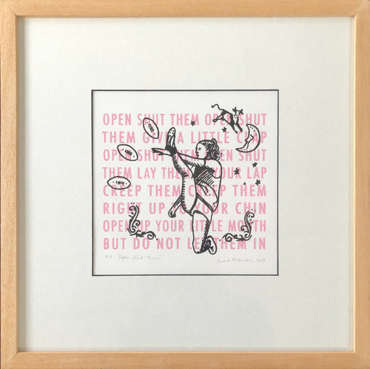 Open Shut Them footballer framed