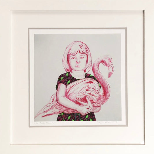 Pink Flamingo print image framed