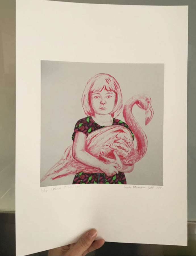 Pink Flamingo print unframed