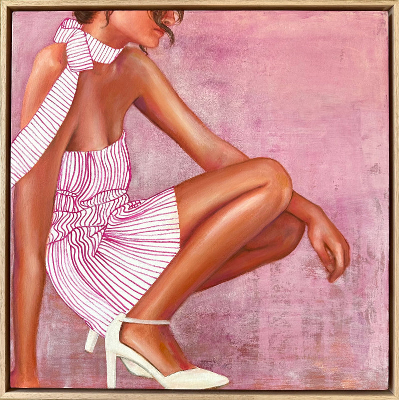 Product Double Back pink stripy painting Leah Mariani
