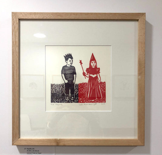 Royalty handmade lino print framed