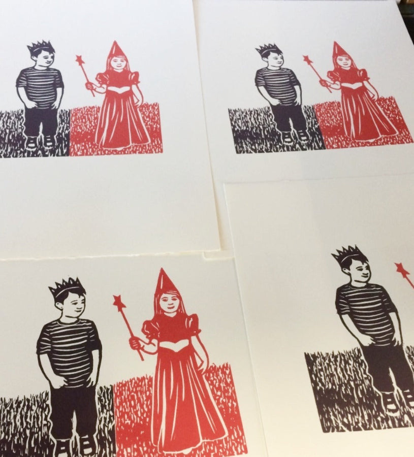 Royalty lino print limited edition Leah Mariani