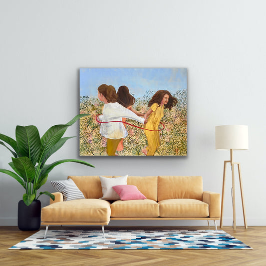 The Three Fates with Red Ribbo on wall