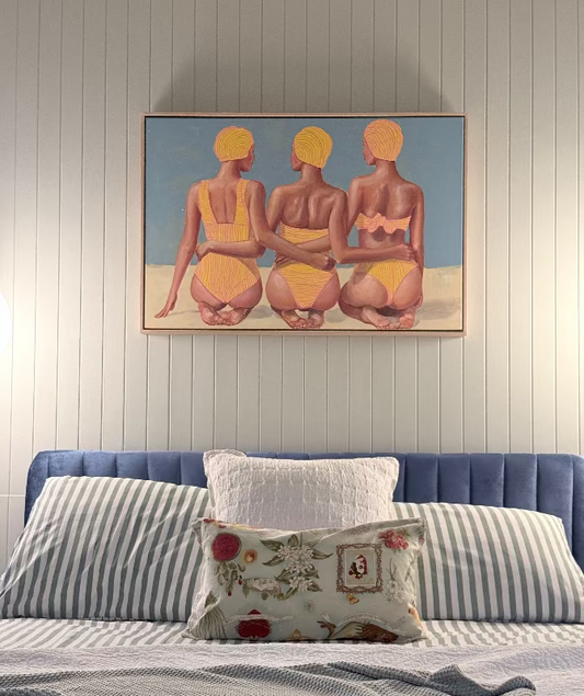 TripleThreat_figurative-painting_three-women_bathing-suits_hanging_stylish-home