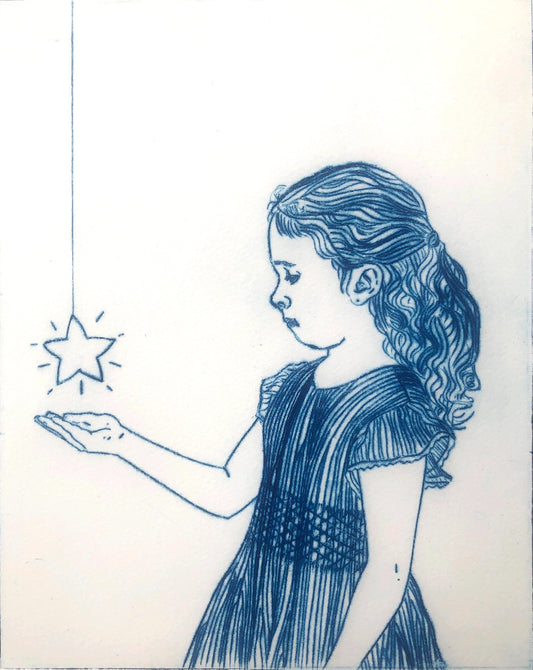 Wish Upon a Star blue print of girl Melbourne artist