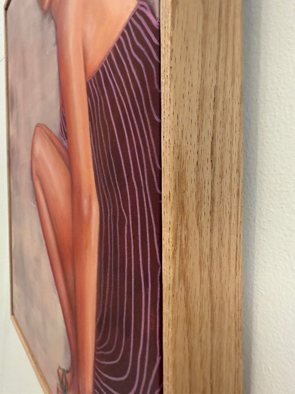 Ankle_Tap_framed_painting_of_woman_Striped+dress__by_Leah_Mariani