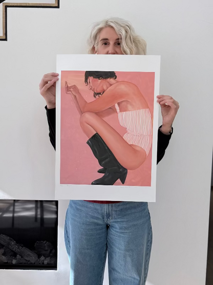 Artist with Keeper A2 giclee print on paper