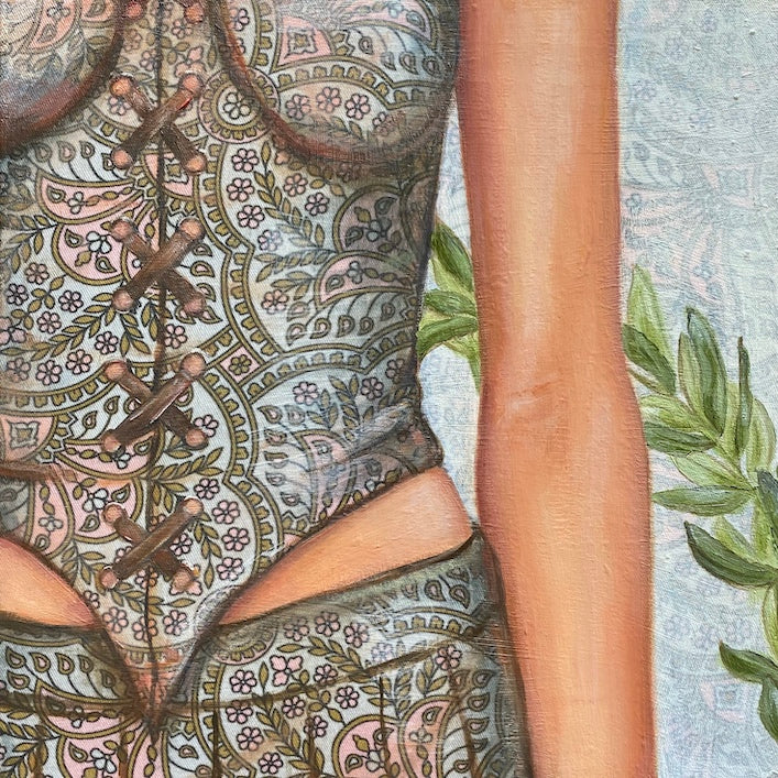 Athena figurative painting on fabric