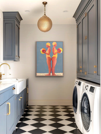 Baller swimmer painting in stylish home