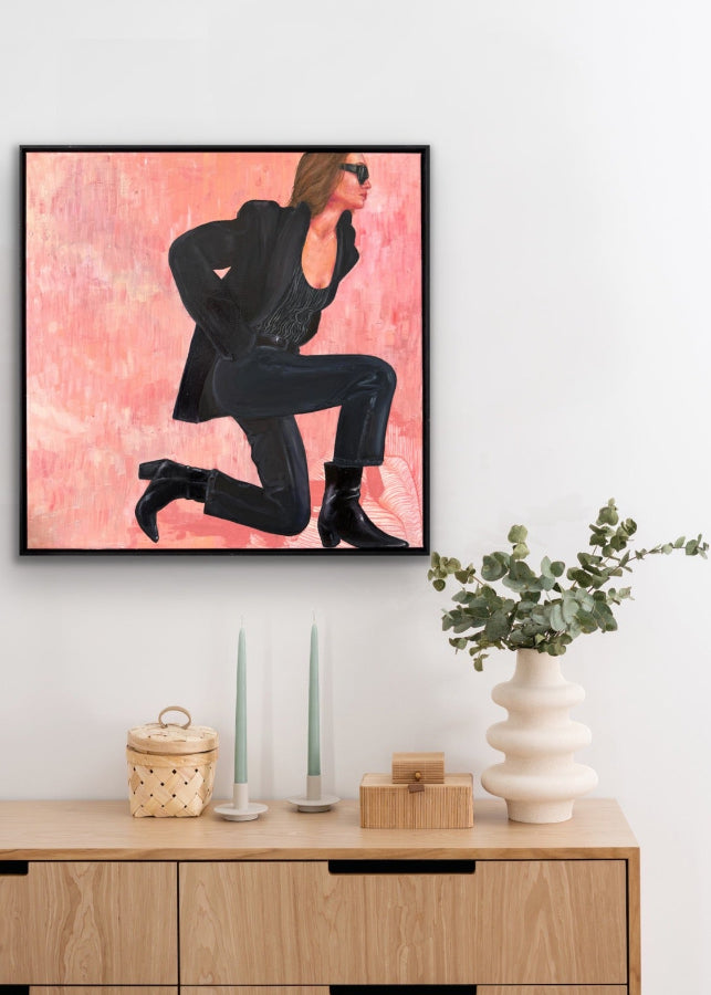 Black_belt_figurative_pink_fashion_art_black_frame_stylish-home
