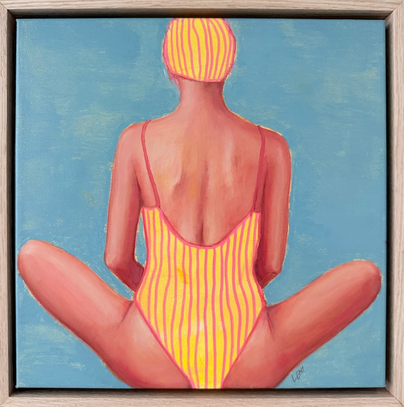 Centre-back_painting_of_swimmer_framed_Leah-Mariani