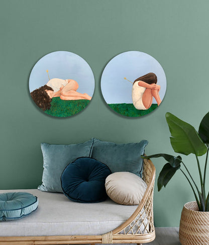 Cupid's round paintings handing in home