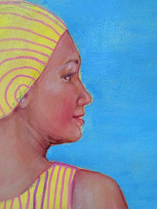 Dream_Team_painting_women_bathers_detail-face_artist-Leah-Mariani