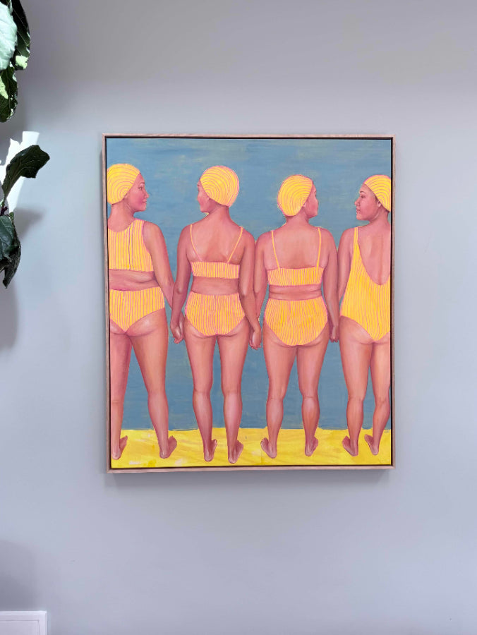 Dream_Team_painting_women_bathers_yelllow-swimmers_Summer-home