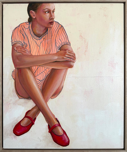 Extra Time red shoe painting Melbourne artist Leah Mariani