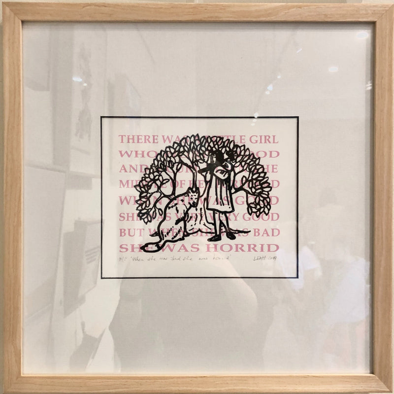 Girl with a Curl feminist artist print framed