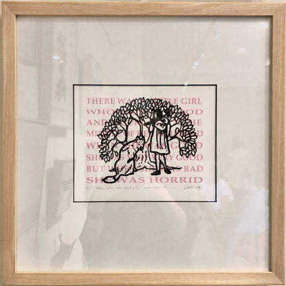 Girl with a Curl feminist artist print framed