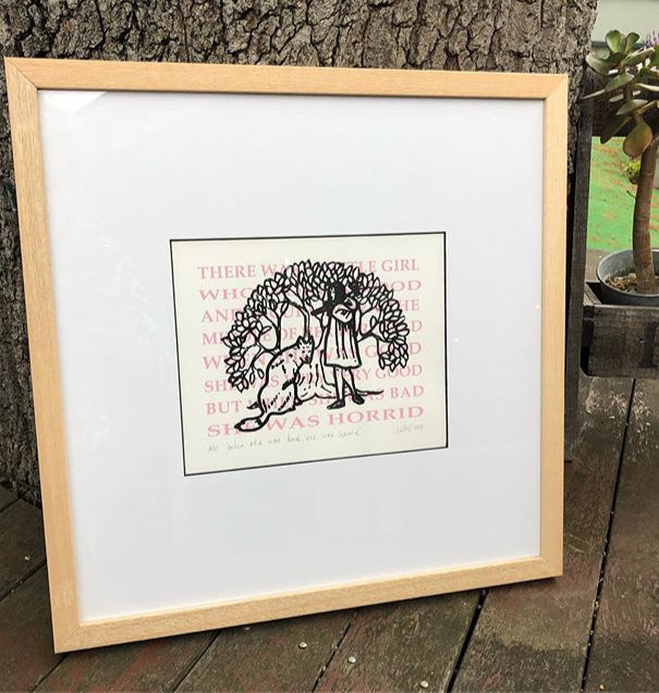Girl with a Curl red riding hood screen print