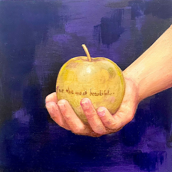 Golden Apple painting by Leah Mariani for the most beautiful