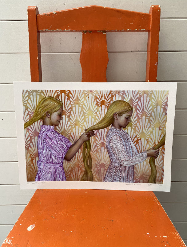 Golden long Hair print unframed by Leah Mariani