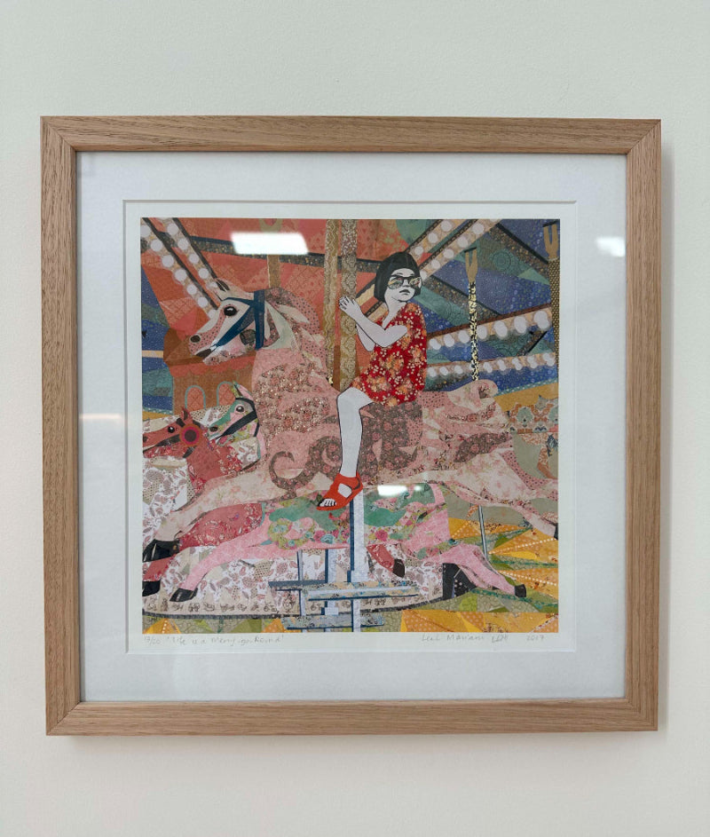 Life is a Merry-go Round print framed square by Leah Mariani