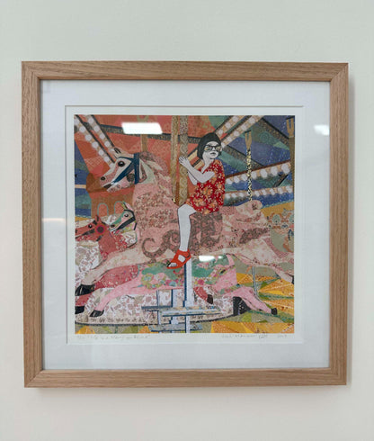 Life is a Merry-go Round print framed square by Leah Mariani