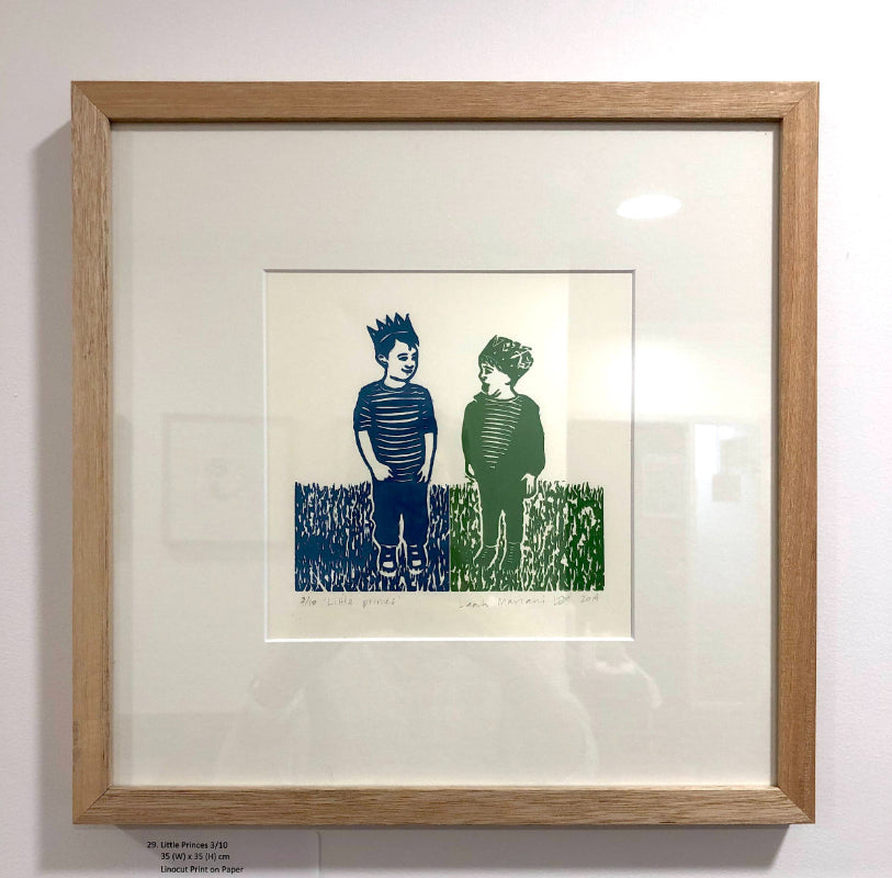 Little Princes lino print boys by Leah Mariani