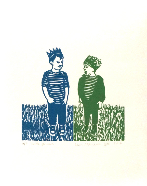 Little Princes lino print boys by Leah Mariani