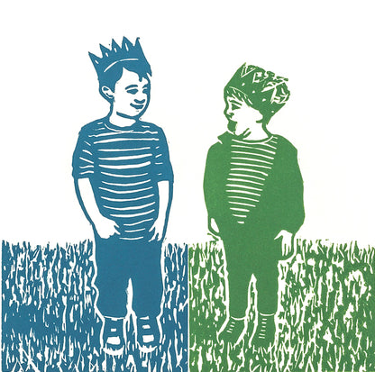 Little Princes lino print of boys