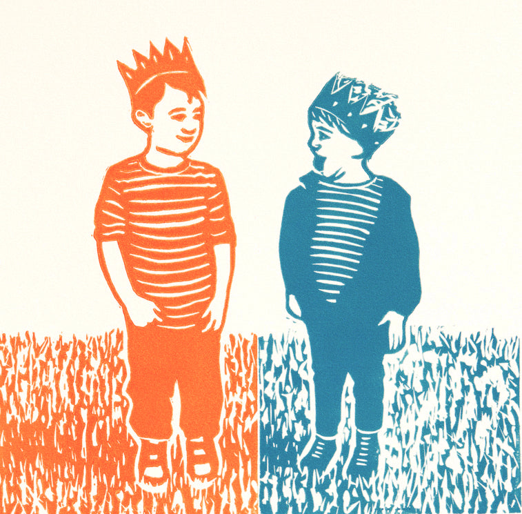 Little Princes orange and blue print by Leah mariani