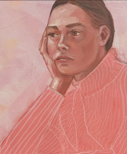 MARIANI-LEAH_StartingBlock_figurative-painting_pink-stripes_detail-face