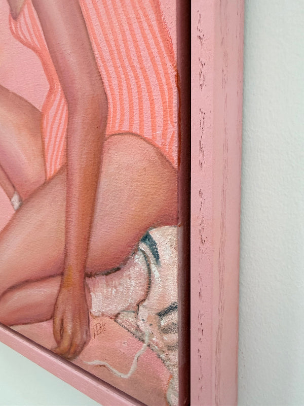 Mini_Keeping-Score_painting_by_artist_Leah-Mariani_side-pink-frame