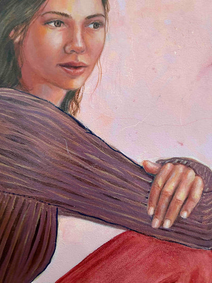 Night_Game_Framed_artwork_of_a_woman_by-Leah-Mariani_detail-face
