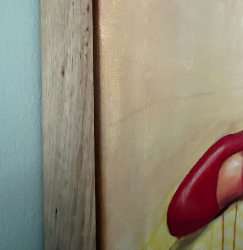 Offside painting red shoes framed