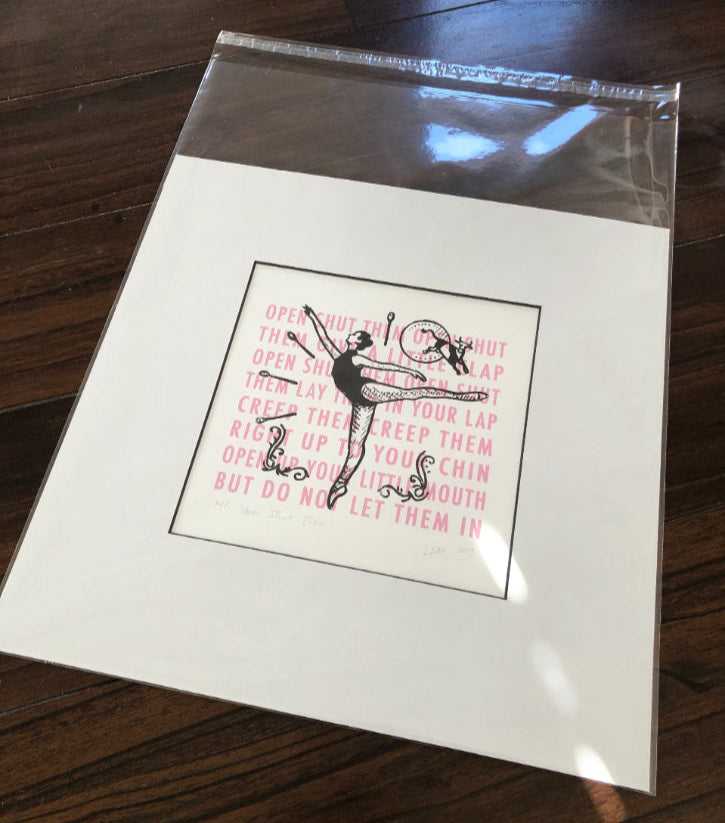 Open Shut Them ballet print in plastic sleeve