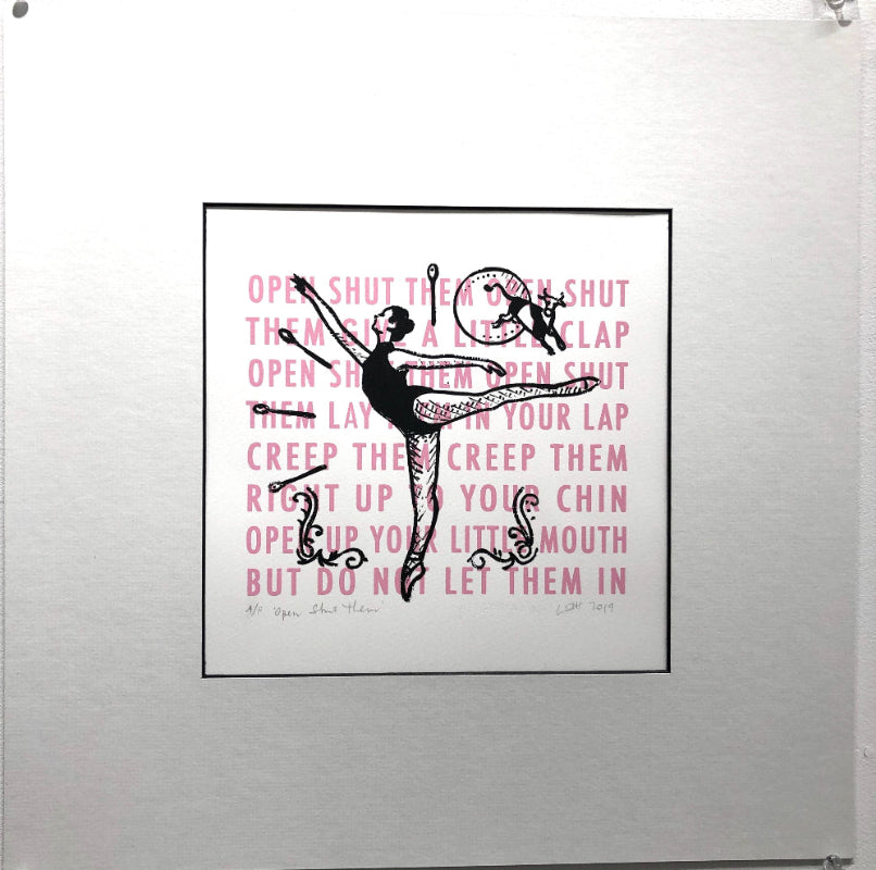 Open Shut Them feminist print with ballerina